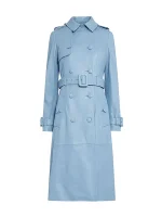 Matilda Stone Queens of Mystery Blue Leather Trench Coat - Image 2