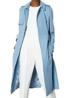 Matilda Stone Queens of Mystery Blue Leather Trench Coat - Image 3