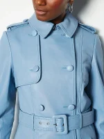 Matilda Stone Queens of Mystery Blue Leather Trench Coat - Image 5