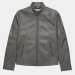 Men Grey Leather Jacket