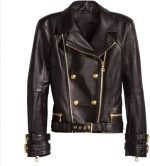 Billie Double-Breasted Black Leather Jacket