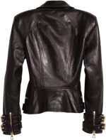 Billie Double-Breasted Black Leather Jacket - Image 2