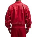Birmingham Red Faux Leather Bomber Jacket - Image 2