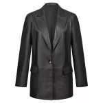 Black Leather Blazer For Women