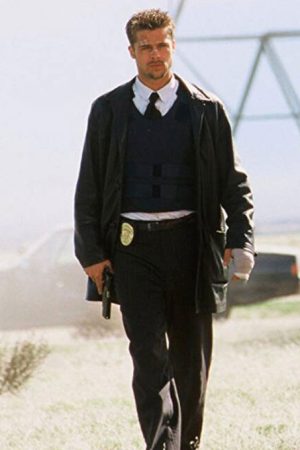 Se7en Leather Trench Coat - Front View