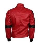 Back view of plain red Bandit Leather Jacket without design