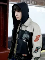 J-Hope On the Street 2023 Avirex Leather Varsity Jacket - Image 3