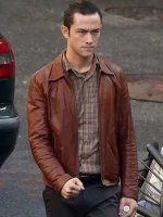 Side profile of the Joseph Gordon Inception Jacket, highlighting its smooth leather texture and structured design.