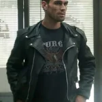 K.J. Apa One Fast Move 2024 Black Leather Jacket