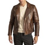 Luca Men's Vintage Brown Brando Biker Jacket