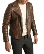 Luca Men's Vintage Brown Brando Biker Jacket - Image 3