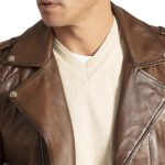 Luca Men's Vintage Brown Brando Biker Jacket - Image 5