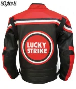 Lucky Strike Leather Racing Biker Jacket - Image 2