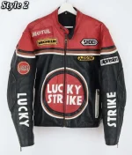 Lucky Strike Leather Racing Biker Jacket - Image 3