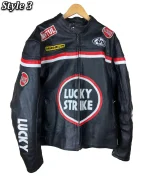 Lucky Strike Leather Racing Biker Jacket - Image 5