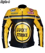Lucky Strike Leather Racing Biker Jacket - Image 7