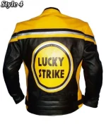 Lucky Strike Leather Racing Biker Jacket - Image 8