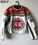 Lucky Strike Leather Racing Biker Jacket - Image 9