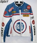 Lucky Strike Leather Racing Biker Jacket - Image 13