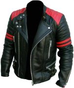 Men's Brando Classic Red and Black Vintage Biker Jacket