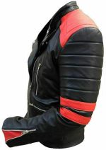 Men's Brando Classic Red and Black Vintage Biker Jacket - Image 3