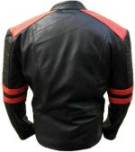 Men's Brando Classic Red and Black Vintage Biker Jacket - Image 4