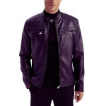 Men's Purple Quilted Leather Biker Jacket