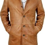 Men's Real Leather 3/4 Length Camel Brown Coat