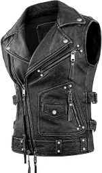 Negan The Walking Dead Cowhide Sleeveless Motorcycle Leather Vest