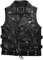 Negan The Walking Dead Cowhide Sleeveless Motorcycle Leather Vest - Image 3