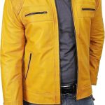 Men’s Yellow leather Jacket