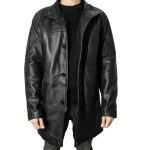 Murphy Men's Real Lambskin Black Leather Car Coat - 3/4 Length Coat