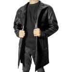 Murphy Men's Real Lambskin Black Leather Car Coat - 3/4 Length Coat - Image 2