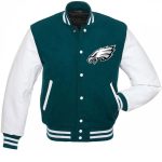 Philadelphia Eagles Green and White Letterman Jacket