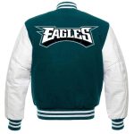 Philadelphia Eagles Green and White Letterman Jacket - Image 2