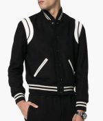 Model wearing SLP Teddy bomber Jacket front view