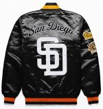 Back view of the San Diego Padres Black Jacket with bold team logo.
