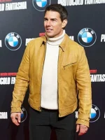 Tom Cruise wearing a beige brown leather jacket at Mission Impossible 4 premiere