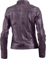 Womens Cafe Racer Cropped Purple Leather Jacket - Image 4
