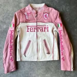Ferrari Pink Racer Leather Jacket
