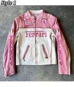 Ferrari Pink Racer Leather Jacket