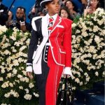 Janelle Monáe Met Gala 2025 Red and Black Coat