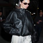Kendall Jenner black leather jacket