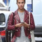 Alicia Vikander Gots Tom Lorenzo Red Leather Jacket