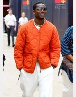 Damson Idris F1 Movie Orange Quilted Jacket