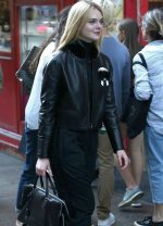Elle Fanning Faux Fur Leather Jacket - Image 2