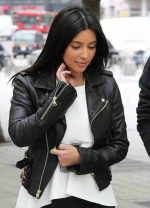 Kim Kardashian Black Motorcycle Leather Jacket