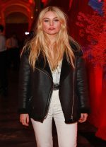 Nell Hudson at the Guardians of the Galaxy Black Shearling Leather Coat