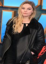 Nell Hudson at the Guardians of the Galaxy Black Shearling Leather Coat - Image 3