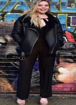 Nell Hudson at the Guardians of the Galaxy Black Shearling Leather Coat - Image 4